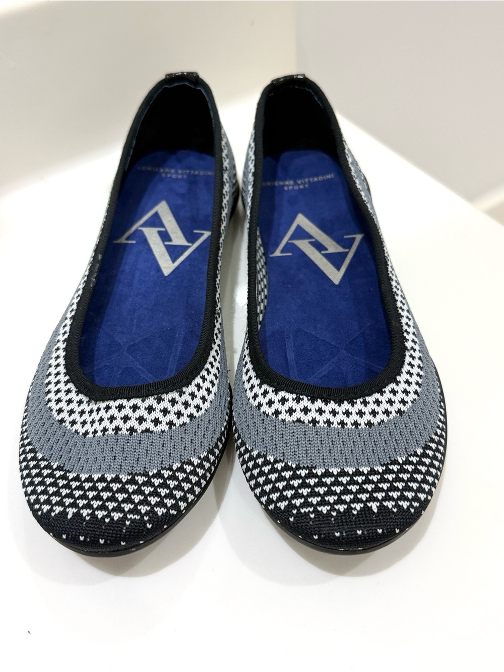 Adrienne Vittadini Sport Black Gray ballet loafer flats NWT Size 7.5